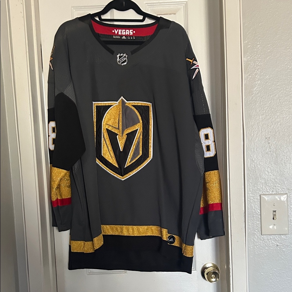 Adidas Black NHL Jersey with Red Collar